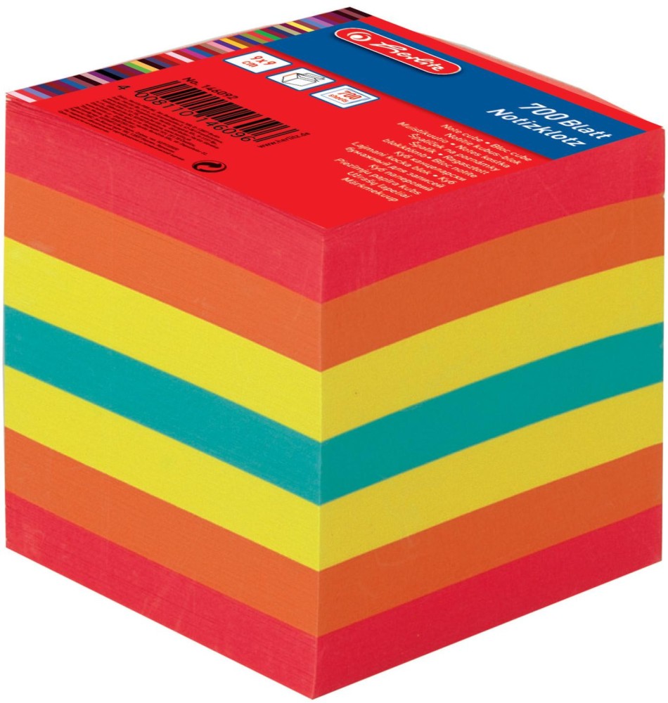 Цветно хартиено кубче Herlitz Цветно хартиено кубче Herlitz - 700 листчета с размер 9 x 9 cm -