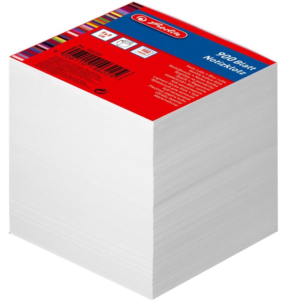 Бяло хартиено кубче Herlitz Бяло хартиено кубче Herlitz - 900 листчета с размери 9 x 9 cm -