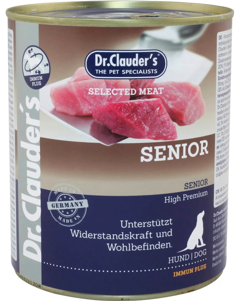 Консерва за кучета Dr.Clauder's Senior Консерва за кучета Dr.Clauder's Senior - 800 g, с говеждо, свинско и птиче, над 7 години - храна