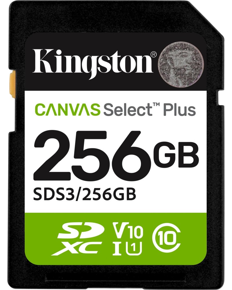 SDXC карта памет 256 GB Kingston Canvas Select Plus SD SDXC карта памет 256 GB Kingston Canvas Select Plus SD - Class 10, UHS-I U1, V10 -