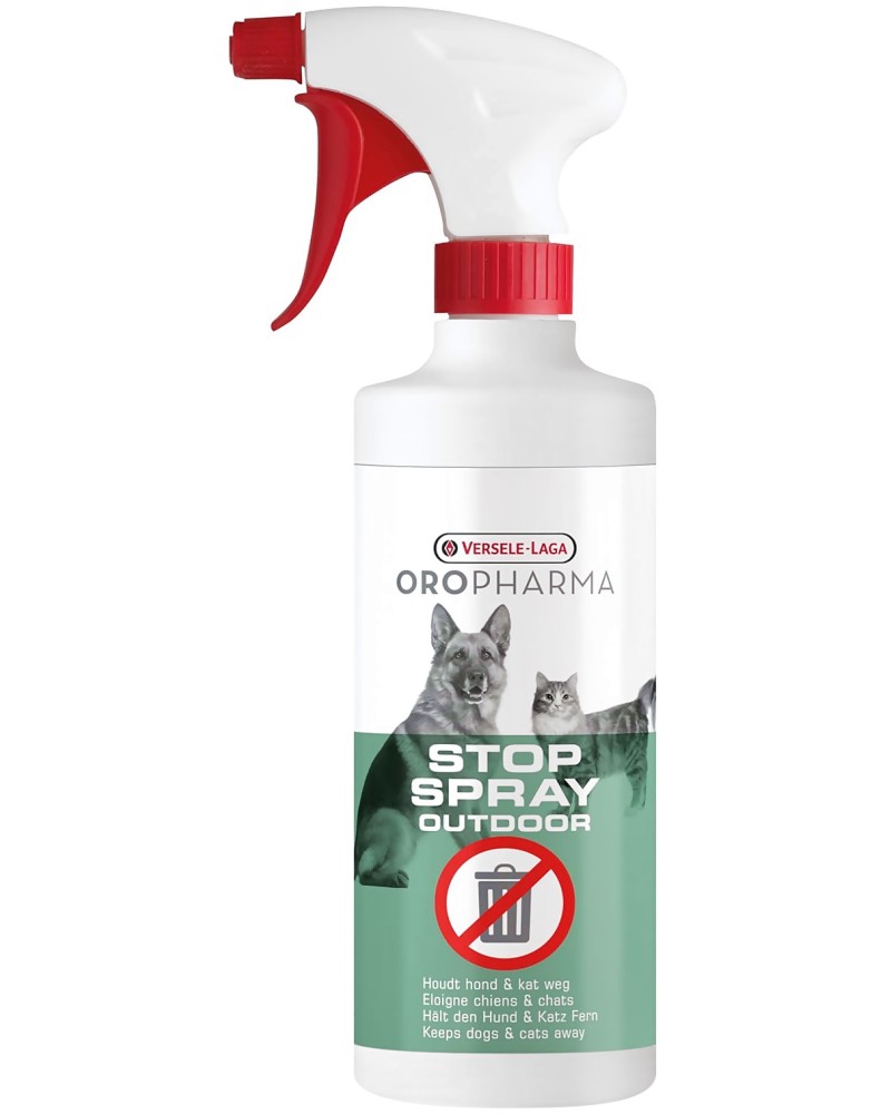 Отблъскващ спрей за открити площи за кучета и котки VERSELE LAGA Stop Spray Outdoor Отблъскващ спрей за открити площи за кучета и котки VERSELE LAGA Stop Spray Outdoor - 500 ml - продукт