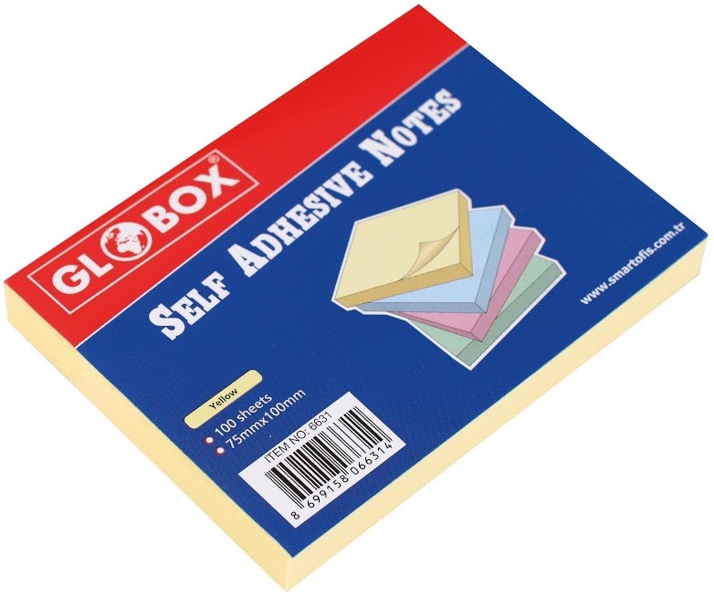 Пастелно жълти самозалепващи листчета Globox Пастелно жълти самозалепващи листчета Globox - 100 листчета с размери 7.5 x 10 cm -