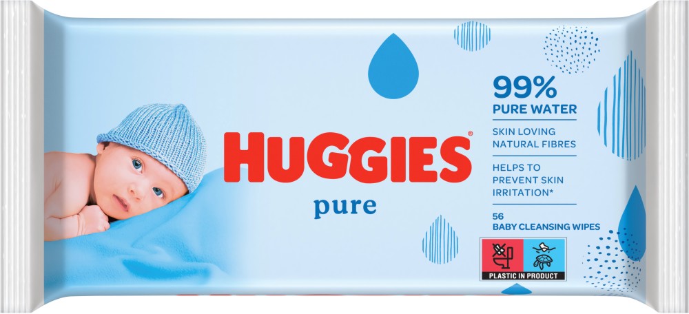 Huggies Pure Baby Wipes - 56      99%  -  