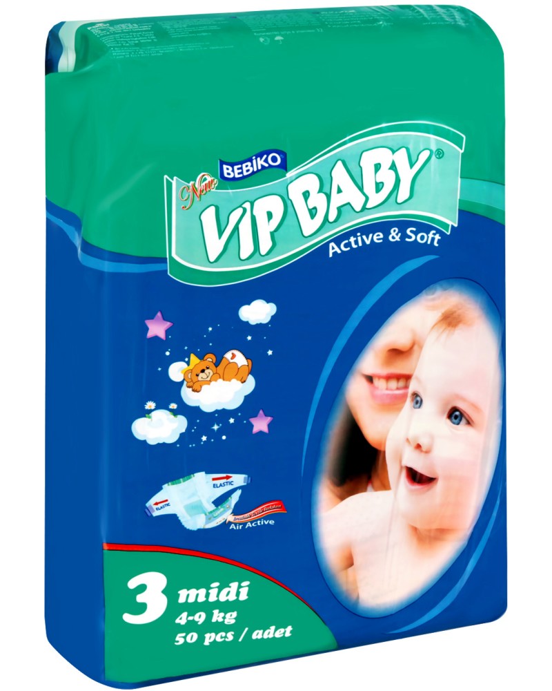 Bebiko Vip Baby Active & Soft - Midi 3 -          4  9 kg - 