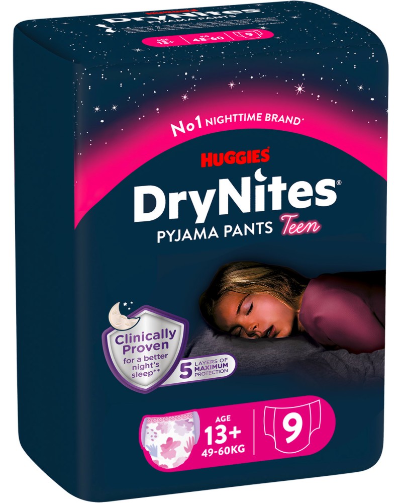 ���� Huggies DryNites Pyjama Pants Teens Girls 13+ - 9 ����, �� ���� 49-60 kg - �������