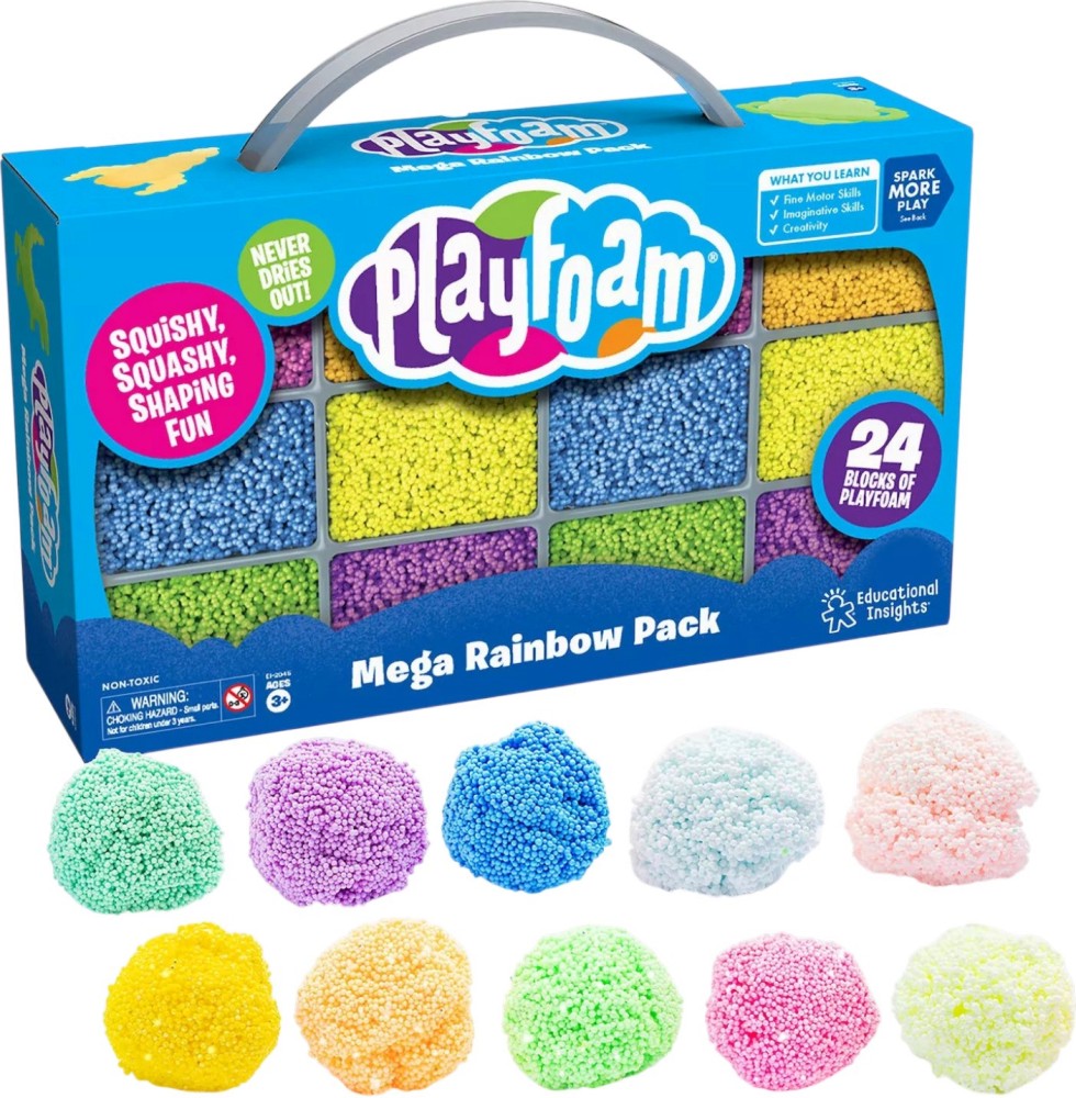 Сензорна пяна за игра и моделиране PlayFoam Rainbow Сензорна пяна за игра и моделиране PlayFoam Rainbow - 24 блокчета в 10 цвята с различни ефекти - продукт