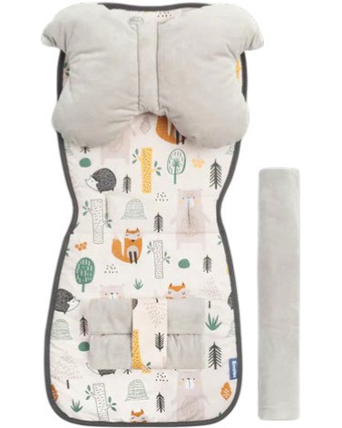 Комплект за детска количка Sensillo Deluxe Forest World Комплект за детска количка Sensillo Deluxe Forest World - С подложка, възглавница и протектори - продукт