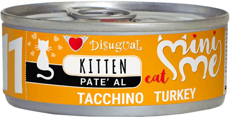 Пастет за котки Disugual Kitten Пастет за котки Disugual Kitten - 85 и 12 x 85 g, с пуешко, от серията Mini Me, от 3 до 12 месеца - храна