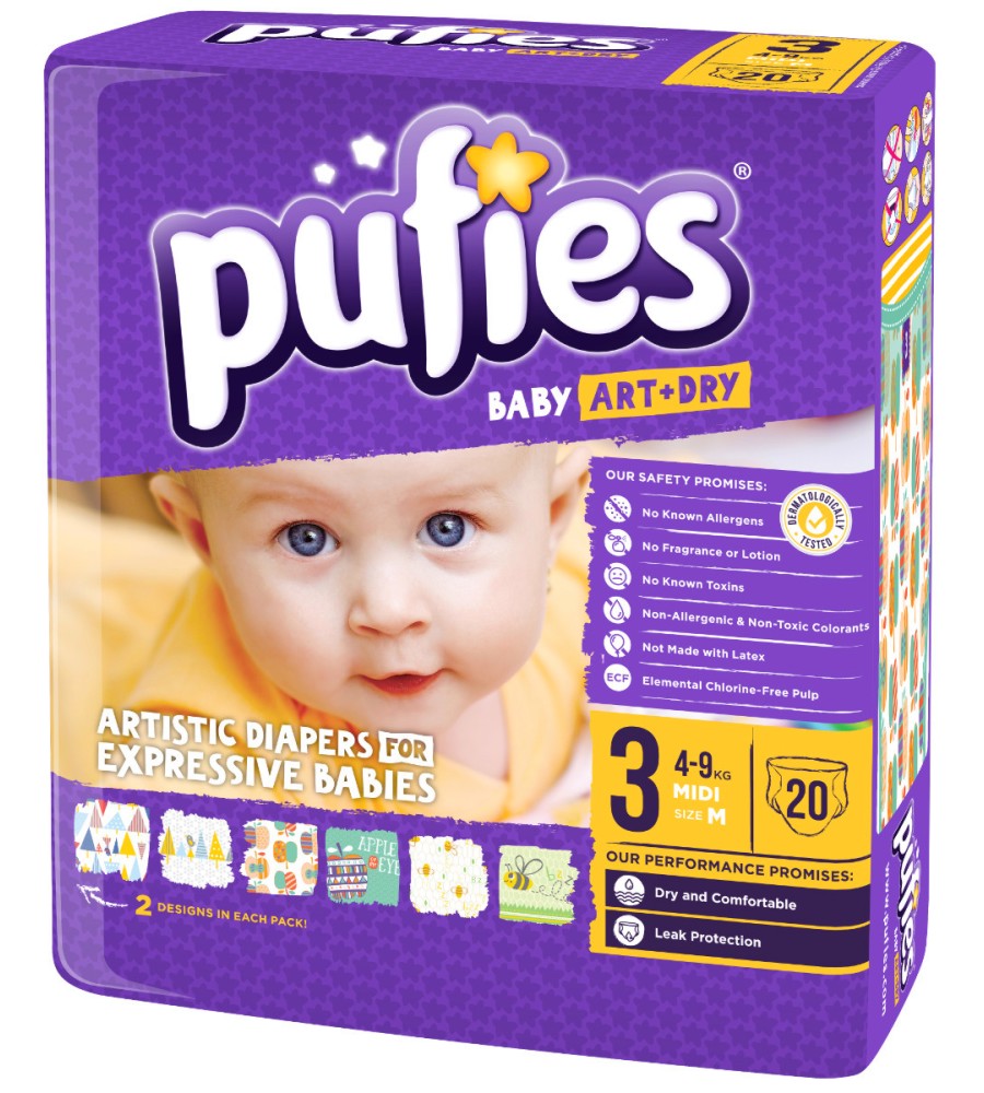 Pufies Baby Art & Dry 3 - Midi -          4  9 kg - 