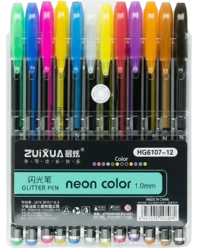Цветни гел химикалки 1.0 mm Neon Color HG6107 Цветни гел химикалки 1.0 mm Neon Color HG6107 - 12, 24, 36 или 48 неонови цвята -