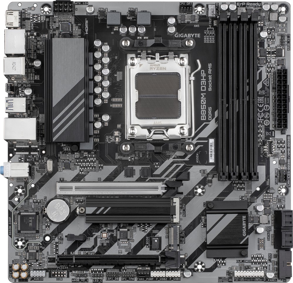 Дънна платка Gigabyte B850M D3HP Дънна платка Gigabyte B850M D3HP - AMD AM5, AMD B850, DDR5, Micro ATX -
