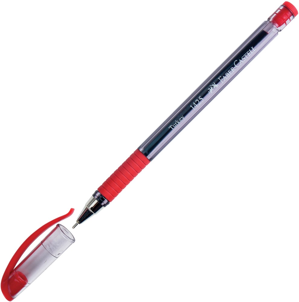 Червена химикалка Faber-Castell 1425 Fine Червена химикалка Faber-Castell 1425 Fine - 10 броя -
