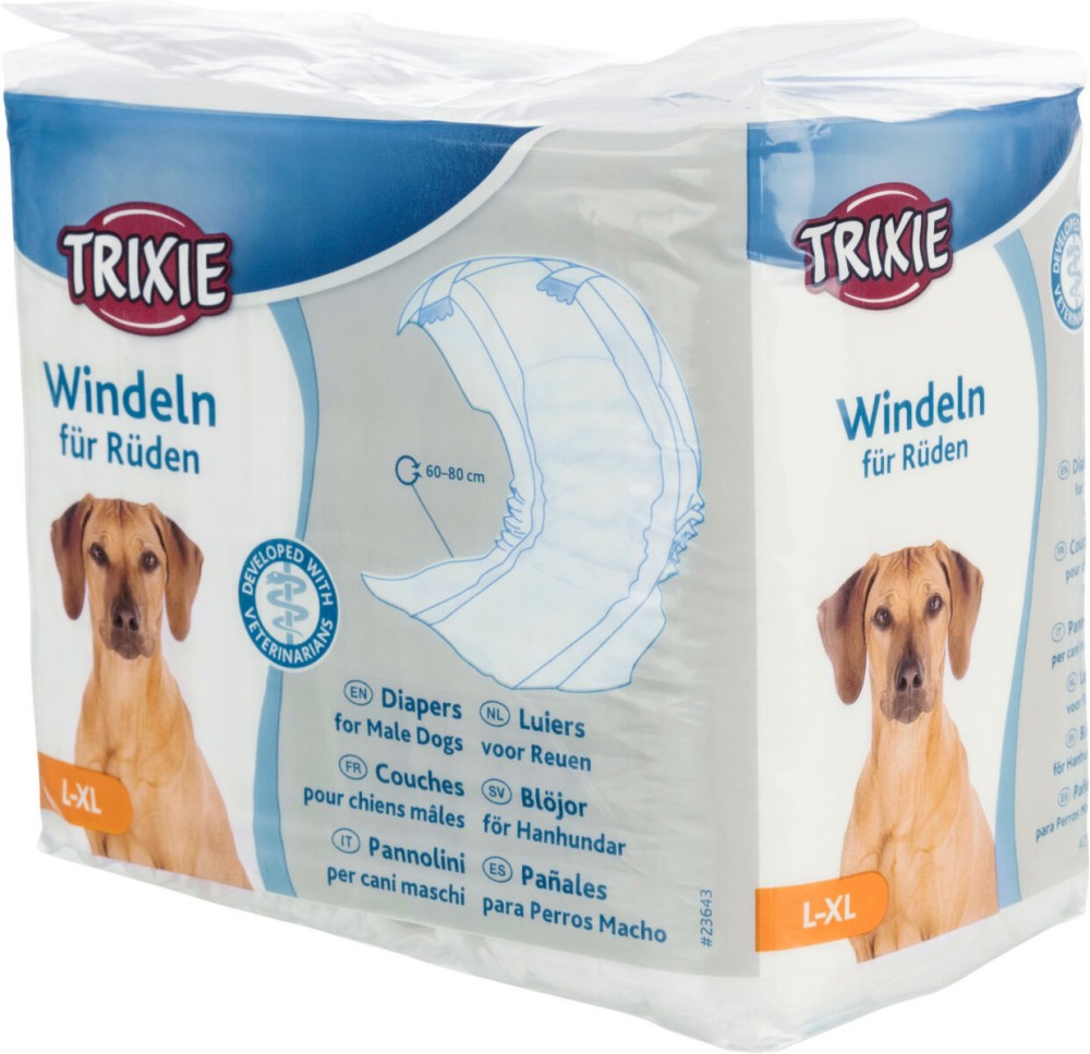 Пелени за мъжки кучета Trixie L / XL Пелени за мъжки кучета Trixie L / XL - 12 броя, от 60 до 80 cm - продукт