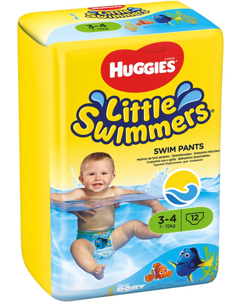 Еднократни пелени за плуване Huggies Little Swimmers 3/4 Еднократни пелени за плуване Huggies Little Swimmers 3/4 - 12 броя, за деца 7-15 kg - продукт