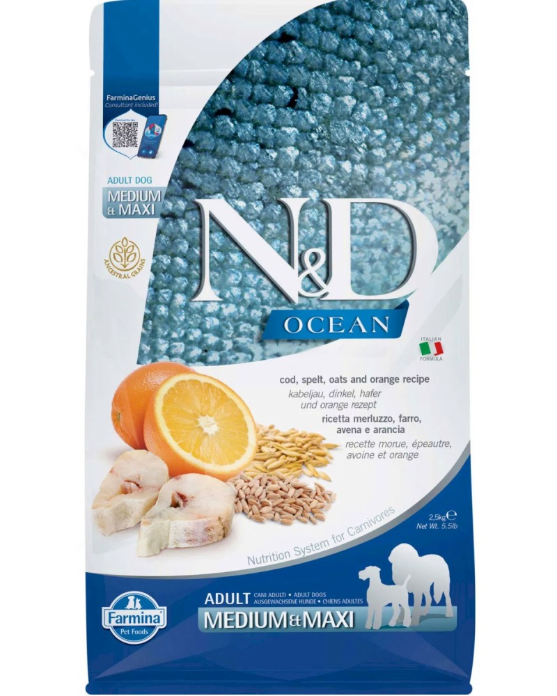     N&D Adult Medium & Maxi - 2.5  12 kg,   ,   ,   Ocean,     ,   1  - 