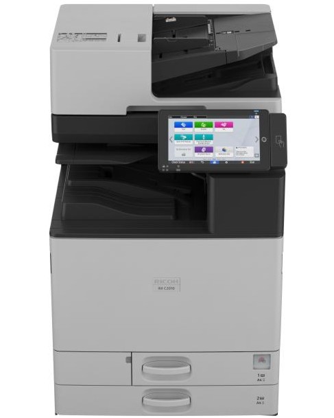 Лазерно мултифункционално устройство Ricoh IM C2010 Лазерно мултифункционално устройство Ricoh IM C2010 - Цветен принтер / копир / скенер / Fax, 4800 x 1200 dpi, 20 pages/min, USB, Network, четец на карти -