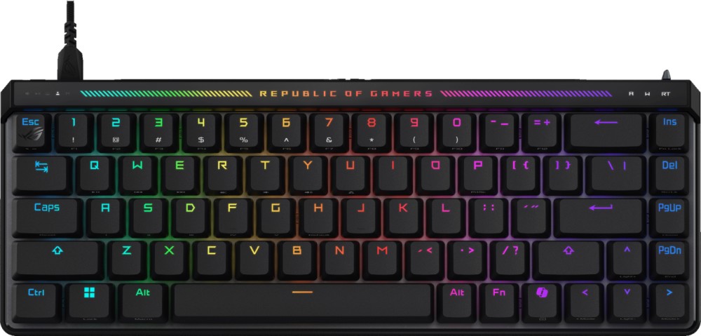 Механична гейминг клавиатура ASUS ROG Falchion Ace HFX Механична гейминг клавиатура ASUS ROG Falchion Ace HFX - 65%, USB-C кабел, RGB подсветка, ANSI Layout, ROG HFX Magnetic -