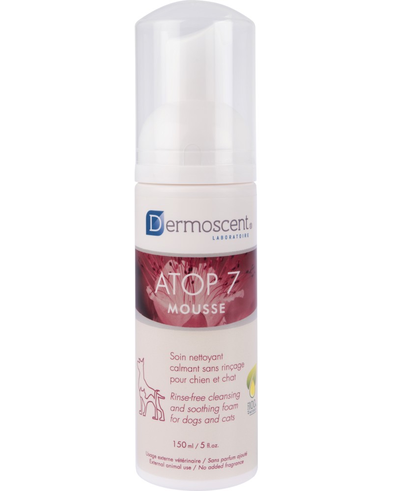 Почистваща и успокояваща пяна за кучета и котки Dermoscent Atop 7 Mousse Почистваща и успокояваща пяна за кучета и котки Dermoscent Atop 7 Mousse - 150 ml - пяна