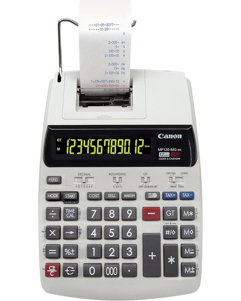 Печатащ калкулатор 12 разряда Canon MP120-MG Печатащ калкулатор 12 разряда Canon MP120-MG - С лента, двуцветен печат -