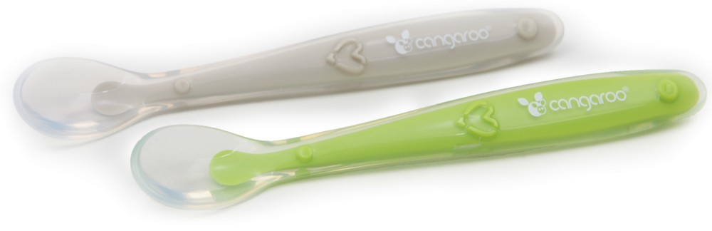 Бебешки силиконови лъжички за хранене Cangaroo - 2 броя, за 6+ месеца - продукт