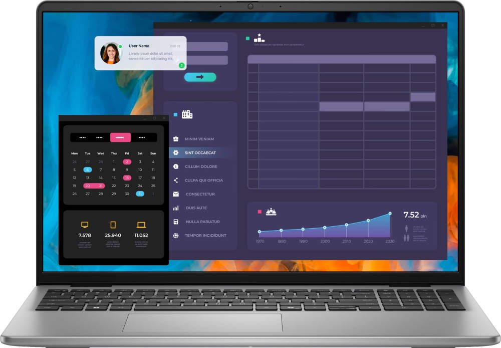 Лаптоп Dell Vostro 5640 Лаптоп Dell Vostro 5640 - Intel Core 7 150U 4.0 GHz, 16" 1920 x 1200, 16 GB RAM DDR5, 512 GB SSD, Windows 11 Pro -
