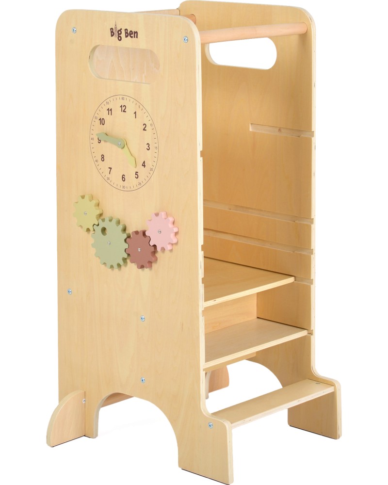 Кула Монтесори 4 в 1 Moni Big Ben Кула Монтесори 4 в 1 Moni Big Ben - С пързалка и черна дъска - продукт