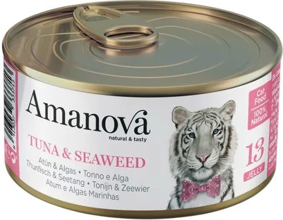 Консерва за котки Amanova Консерва за котки Amanova - 70 g, с риба тон и морски водорасли в желе, в зряла възраст - храна