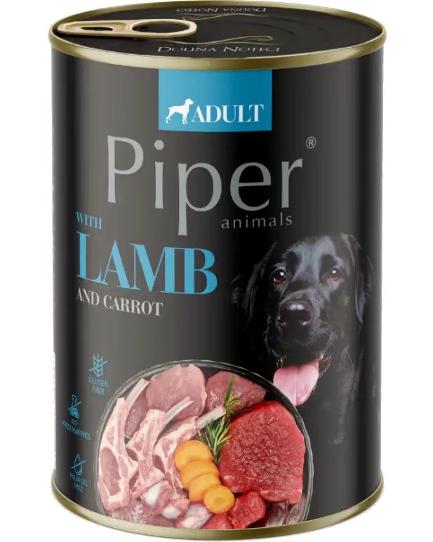 Консерва за кучета Piper Adult Консерва за кучета Piper Adult - 400 и 800 g, с агнешко и моркови, в зряла възраст - храна