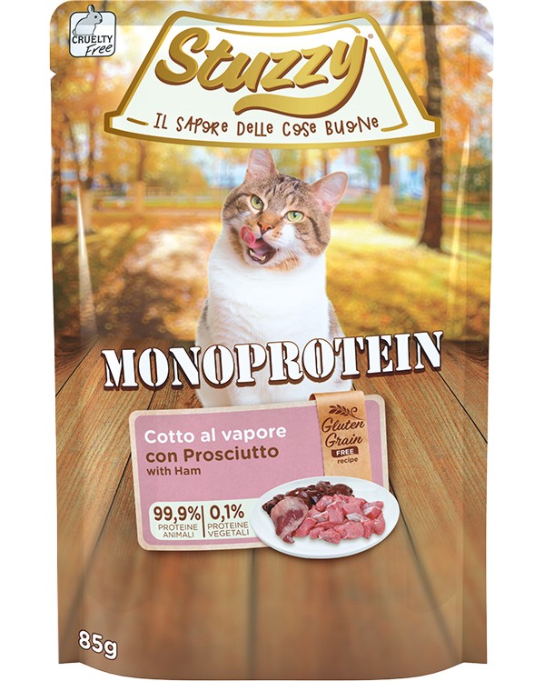 Пауч за котки Stuzzy Monoprotein Adult Пауч за котки Stuzzy Monoprotein Adult - 85 g, с прошуто, в зряла възраст - храна