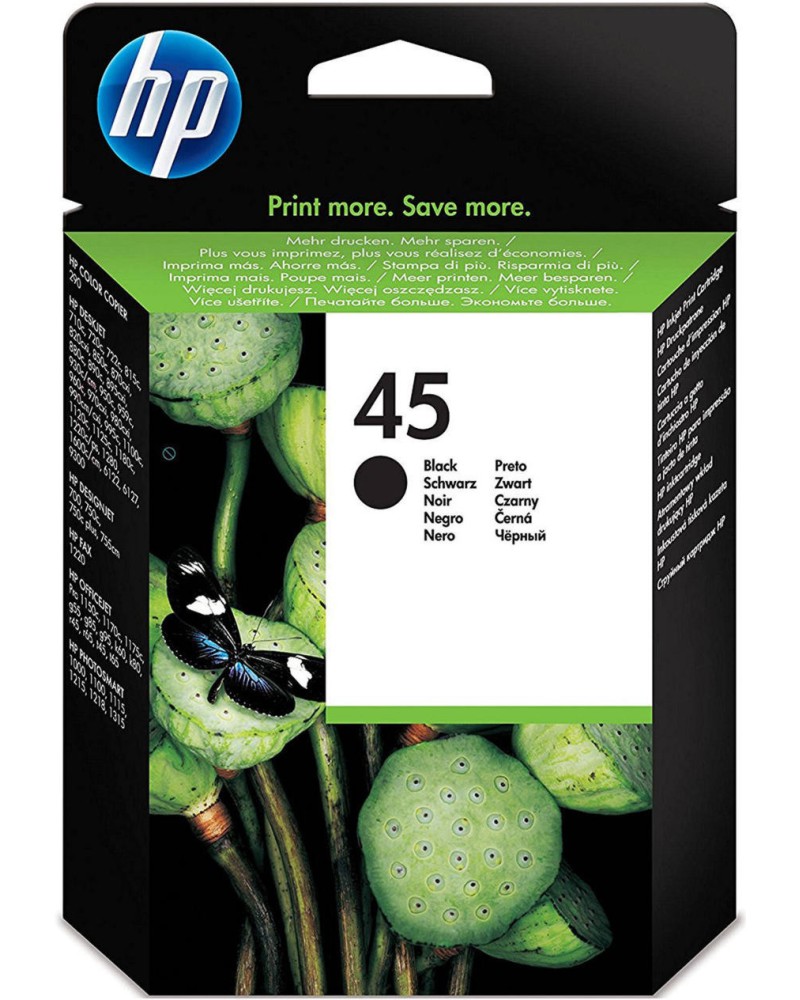 Касета с мастило за принтер HP 45 Black Касета с мастило за принтер HP 45 Black - 930 страници -