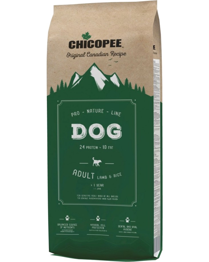 Суха храна за кучета CHICOPEE Pro Nature Line Adult Суха храна за кучета CHICOPEE Pro Nature Line Adult - 20 kg, с агнешко и ориз, в зряла възраст - храна