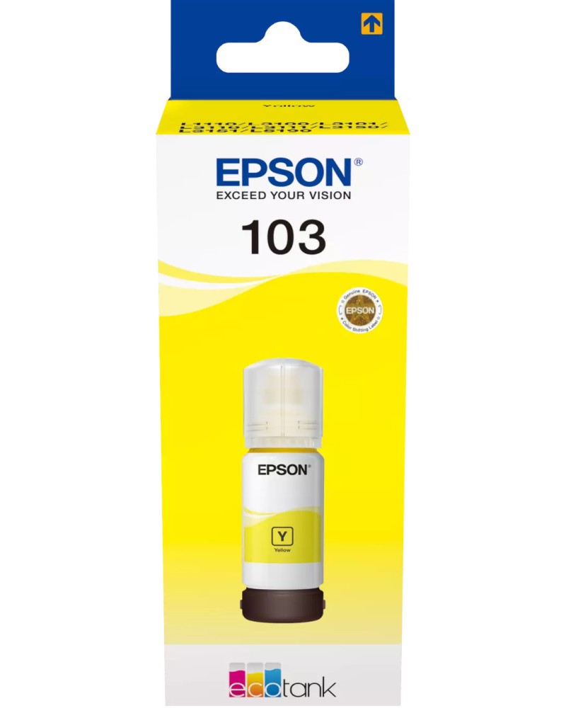 Мастило за принтер Epson 103 EcoTank Yellow Мастило за принтер Epson 103 EcoTank Yellow - 7500 страници -