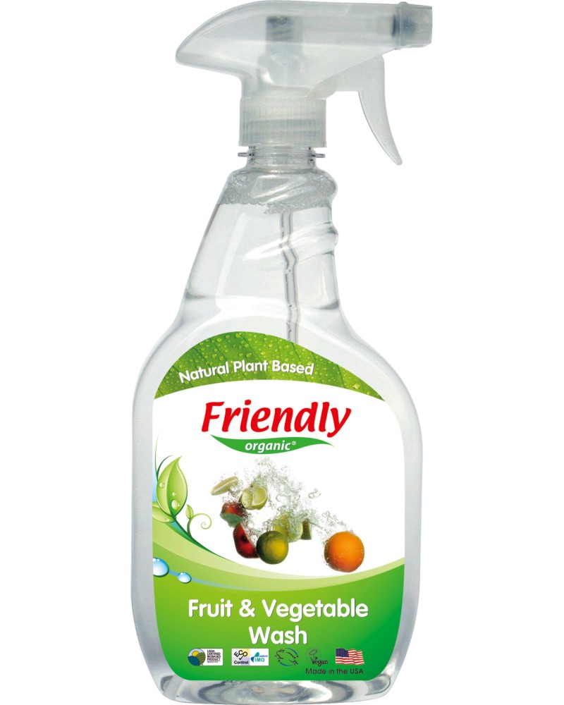 Препарат за измиване на плодове и зеленчуци Friendly Organic Препарат за измиване на плодове и зеленчуци Friendly Organic - 650 ml - препарат за съдове
