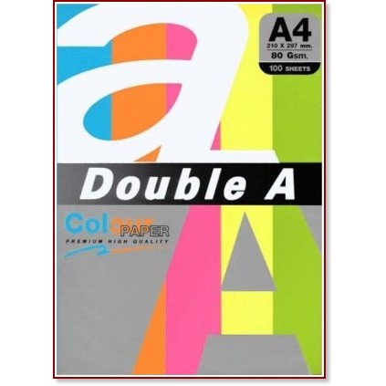 ������� ������ A4 � ������� ������� Double A Rainbow - 100 �����, 80 g/m<sup>2</sup> - ������� ������