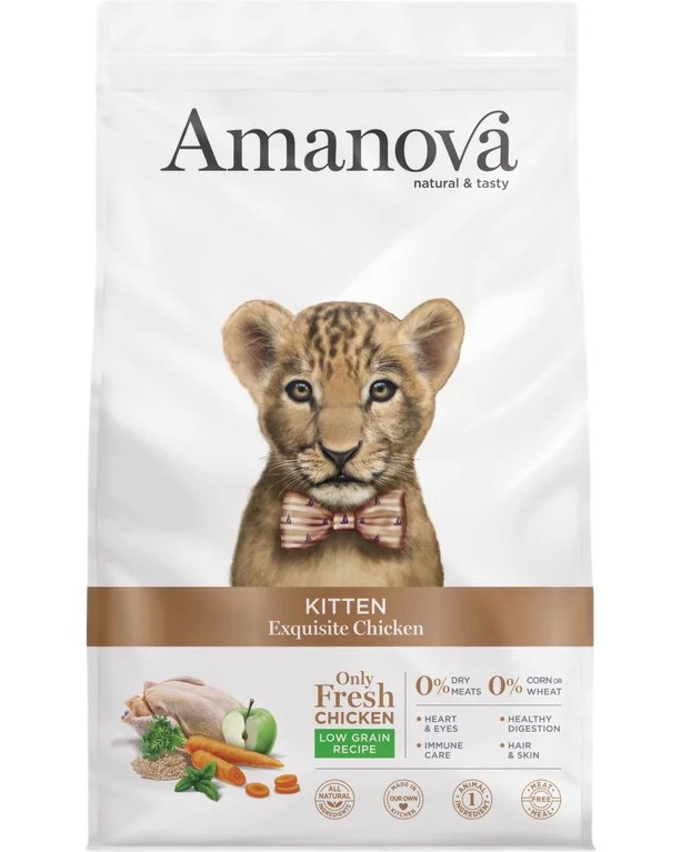 Натурална суха храна за котки Amanova Kitten Натурална суха храна за котки Amanova Kitten - 0.3 ÷ 4 kg, с пилешко, от 2 до 12 месеца - храна
