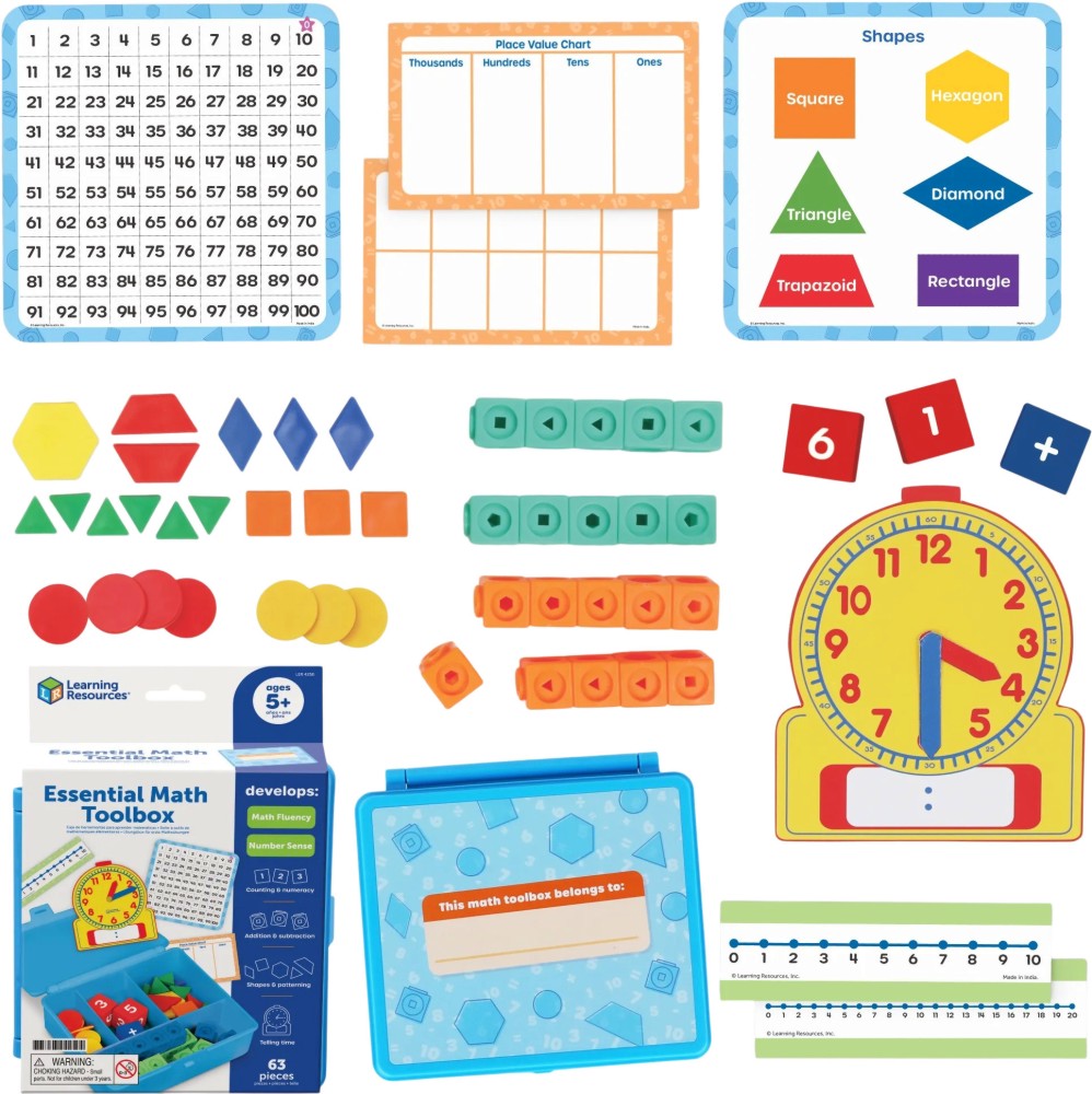 Математическа кутия Learning Resources Математическа кутия Learning Resources - 63 части - образователен комплект