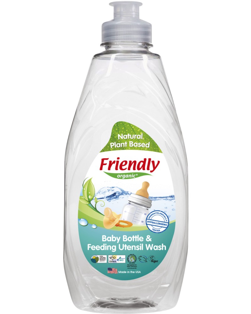Препарат за бебешки съдове Friendly Organic Препарат за бебешки съдове Friendly Organic - 118 ÷ 739 ml - препарат за съдове