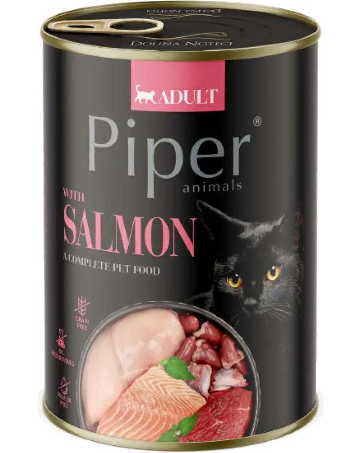 Консерва за котки Piper Консерва за котки Piper - 400 g, със сьомга, в зряла възраст - храна