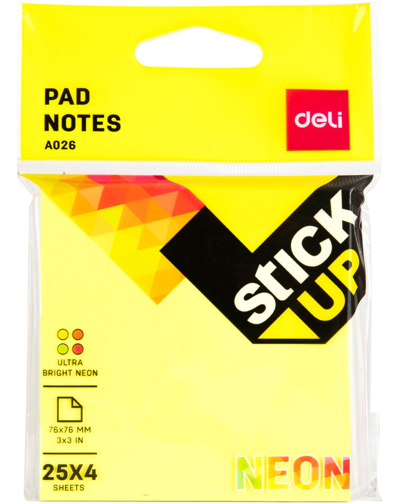      Deli EA02602 - 4  x 25    7.6 x 7.6 cm   Stick Up - 