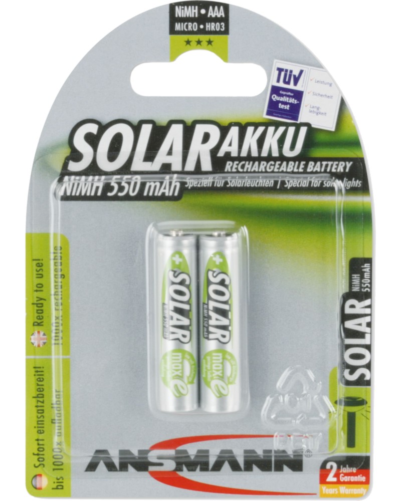  AAA Solar -  NiMH (HR03) 550 mAh - 2  - 