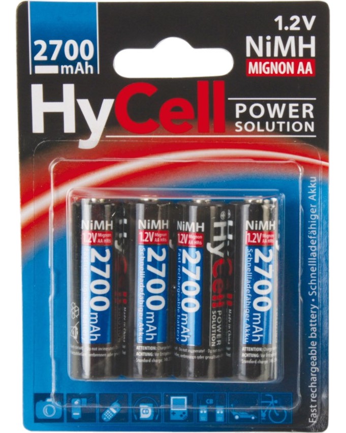 Батерия AA - Акумулаторна NiMH (HR6) 2700 mAh - 4 броя - батерия