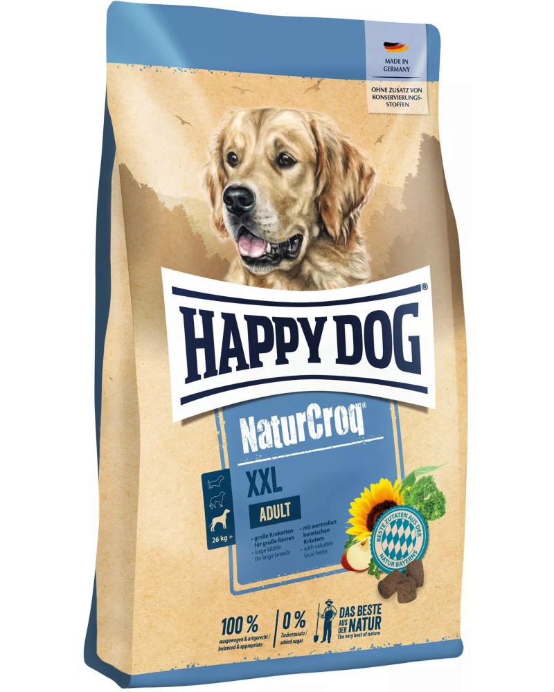 Суха храна за кучета Happy Dog XXL Суха храна за кучета Happy Dog XXL - 15 kg, от серията NaturCroq, в зряла възраст, 26+ kg - храна
