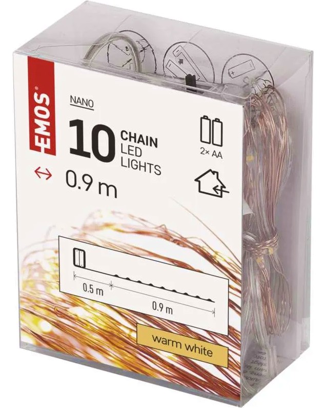 Коледна LED нано верига Emos D3AW06 Коледна LED нано верига Emos D3AW06 - 10 броя LED светлини с дължина 0.9 m -