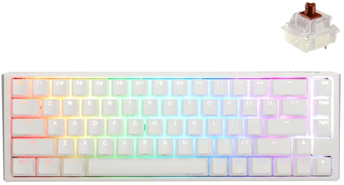    Ducky One 3 SF Pure White - 65%,  USB  1.8 m, ANSI Layout, Hot-Swap, Cherry MX Brown RGB - 