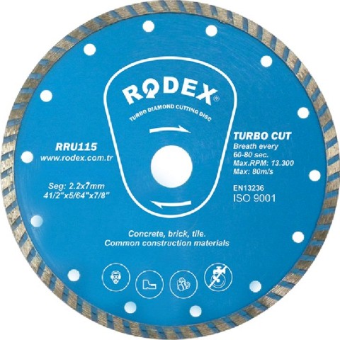      Rodex - ∅ 180 / 2.2 / 22.2 mm   Turbo - 