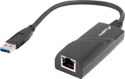 Адаптер USB-A male към RJ45 female Lanberg Адаптер USB-A male към RJ45 female Lanberg - С кабел 15 cm -