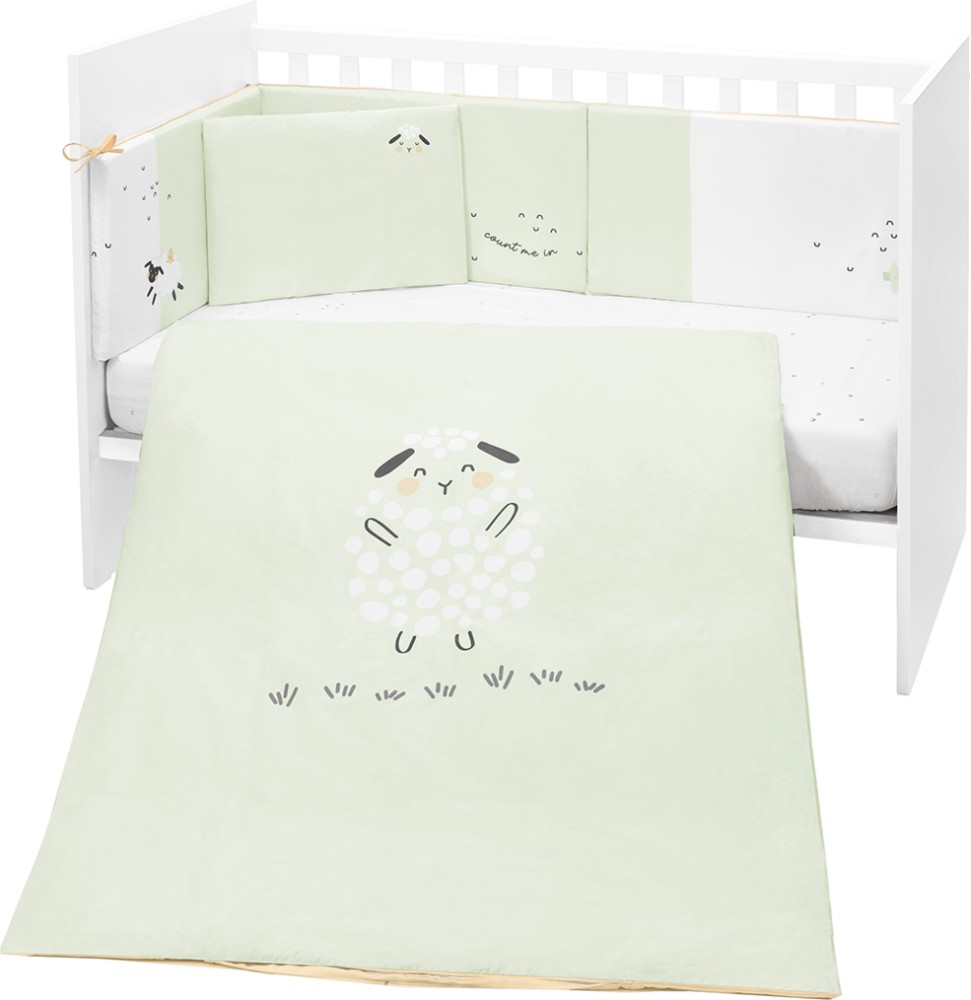 Бебешки спален комплект 6 части Kikka Boo Бебешки спален комплект 6 части Kikka Boo - За легла 70 x 140 cm, от колекцията Sleepy Sheep - продукт
