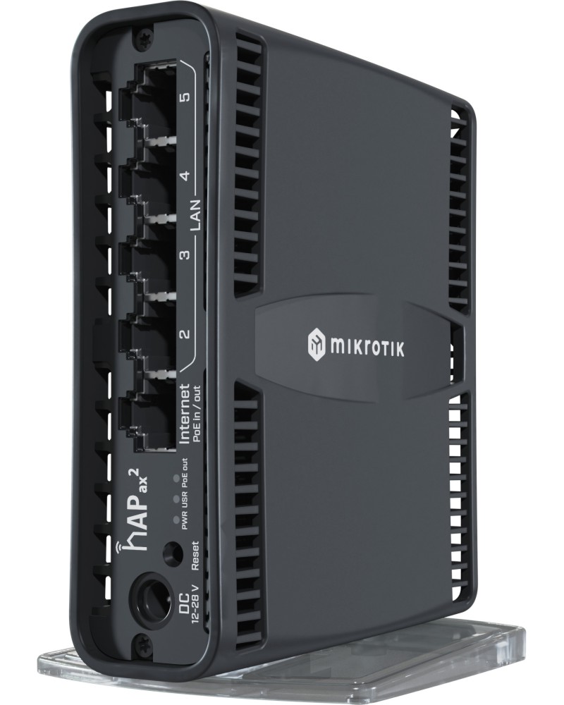 Безжичен рутер MikroTik hAP ax2 Безжичен рутер MikroTik hAP ax2 - 2.4 GHz (1200 Mbps), 5 GHz (574 Mbps) -