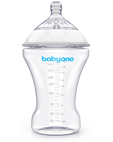 Бебешко шише BabyOno - 260 ml, от серията Natural Nursing, 0+ м - шише
