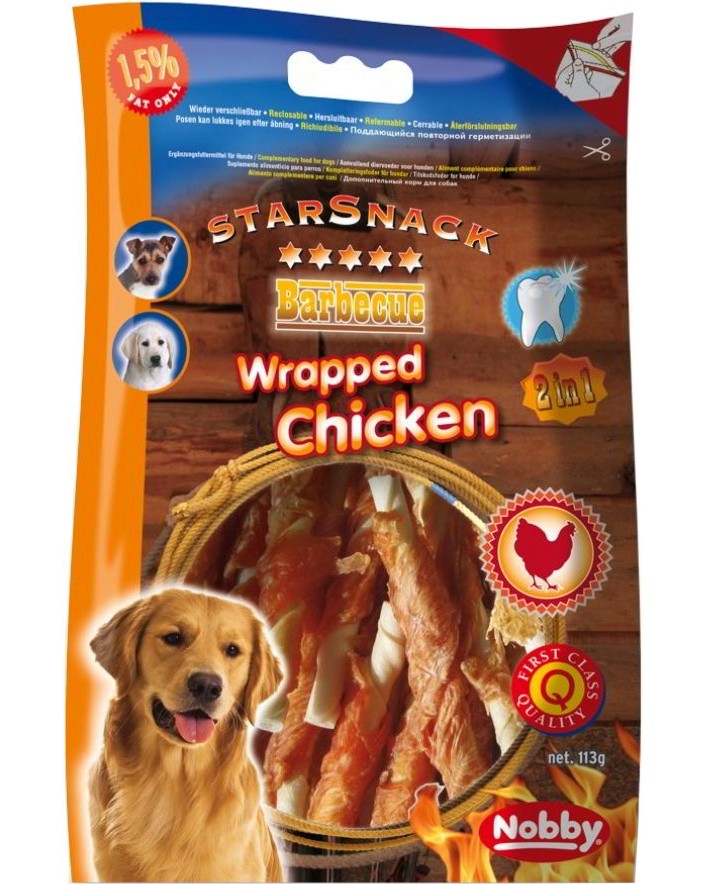 ��������� �� ������ Nobby StarSnack Wrapped Chicken - 70 � 113 g, � �������, �� ������� Barbecue - �����